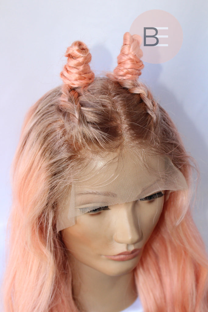 pink hair with dark roots wig