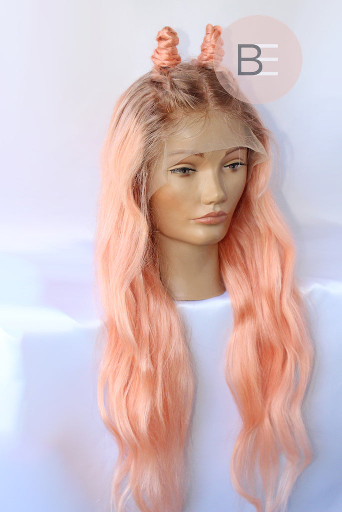 human hair pink wig