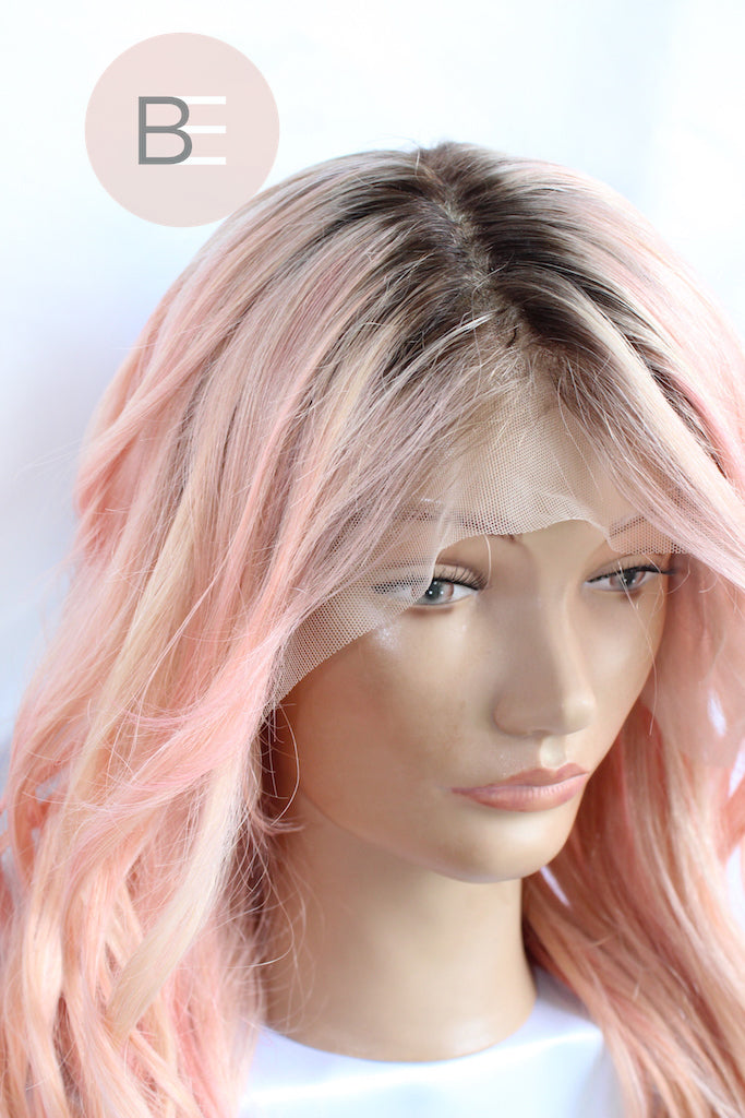 Pink Wig with Dark Roots